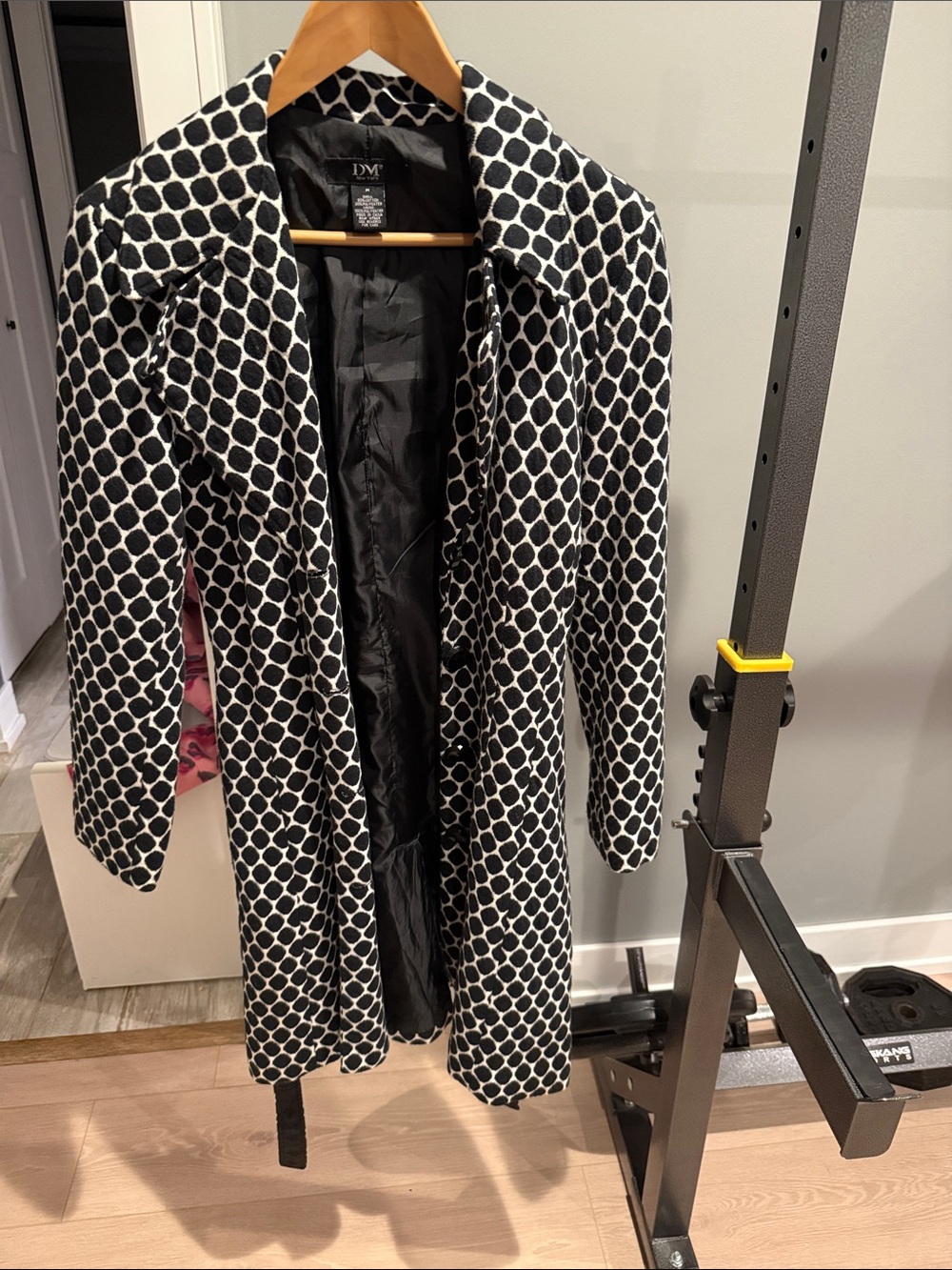 Diane Von Furstenberg Black & White Geometric Trench Coat